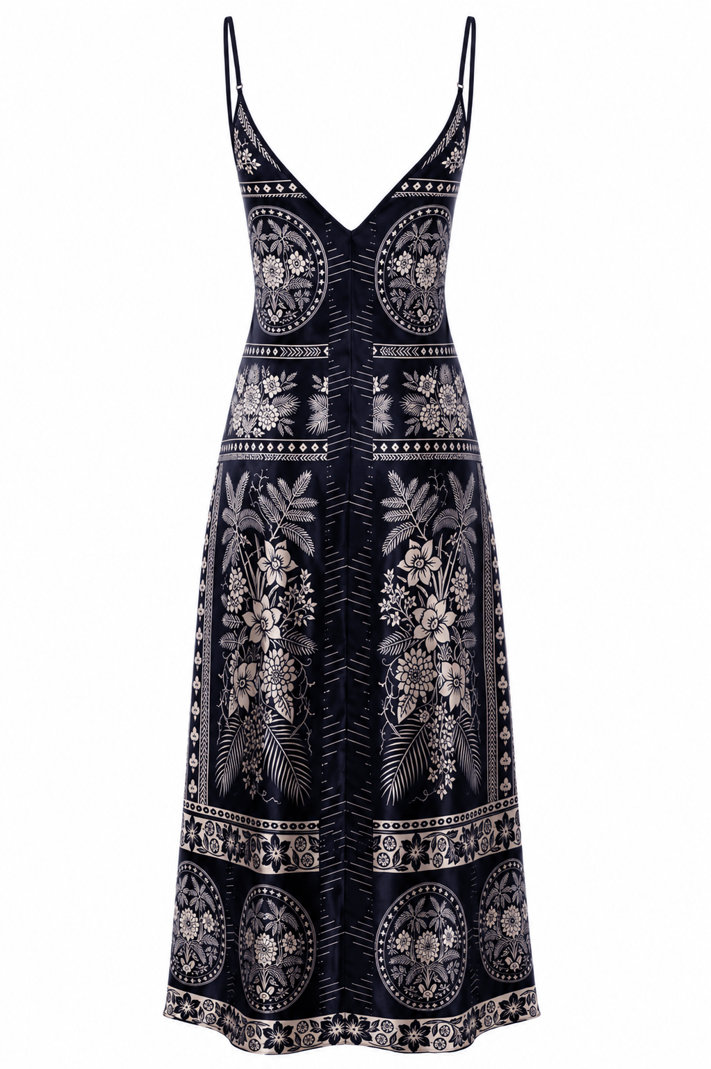 Noir Jardin Silk Satin Slip Dress