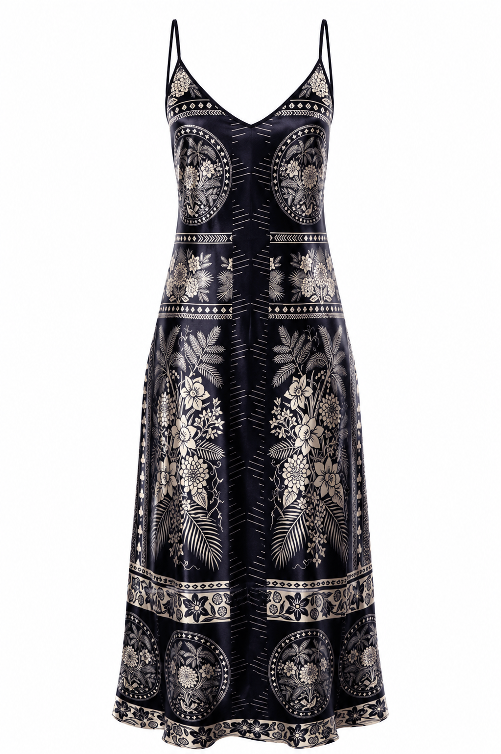 Noir Jardin Silk Satin Slip Dress