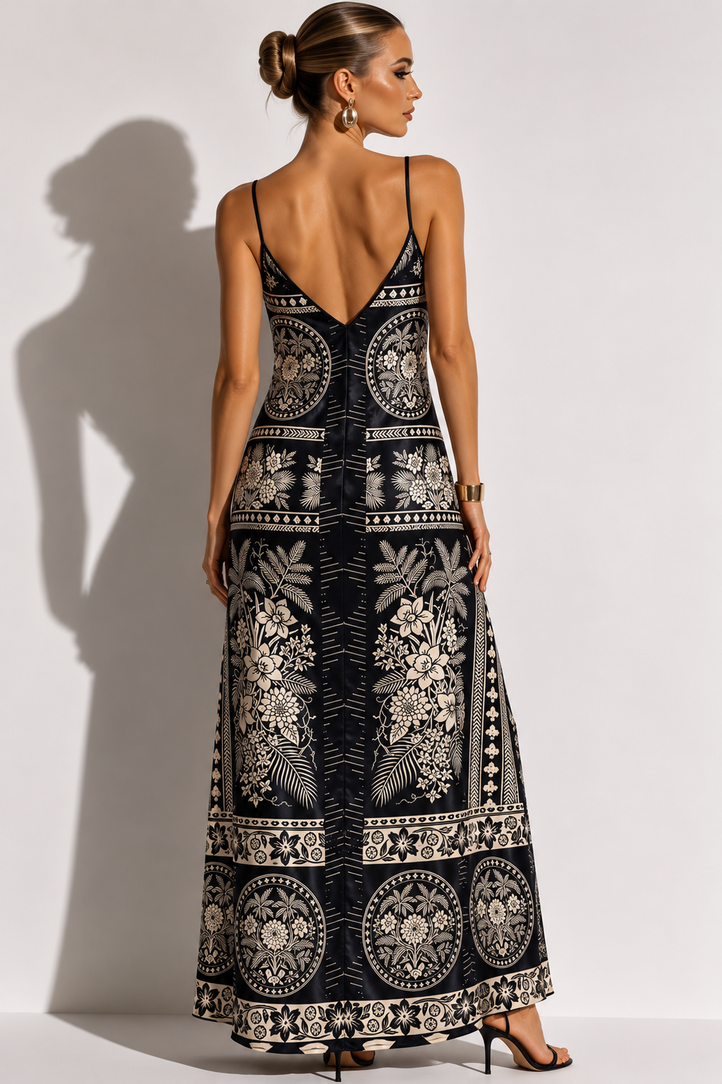 Noir Jardin Silk Satin Slip Dress