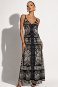Noir Jardin Silk Satin Slip Dress