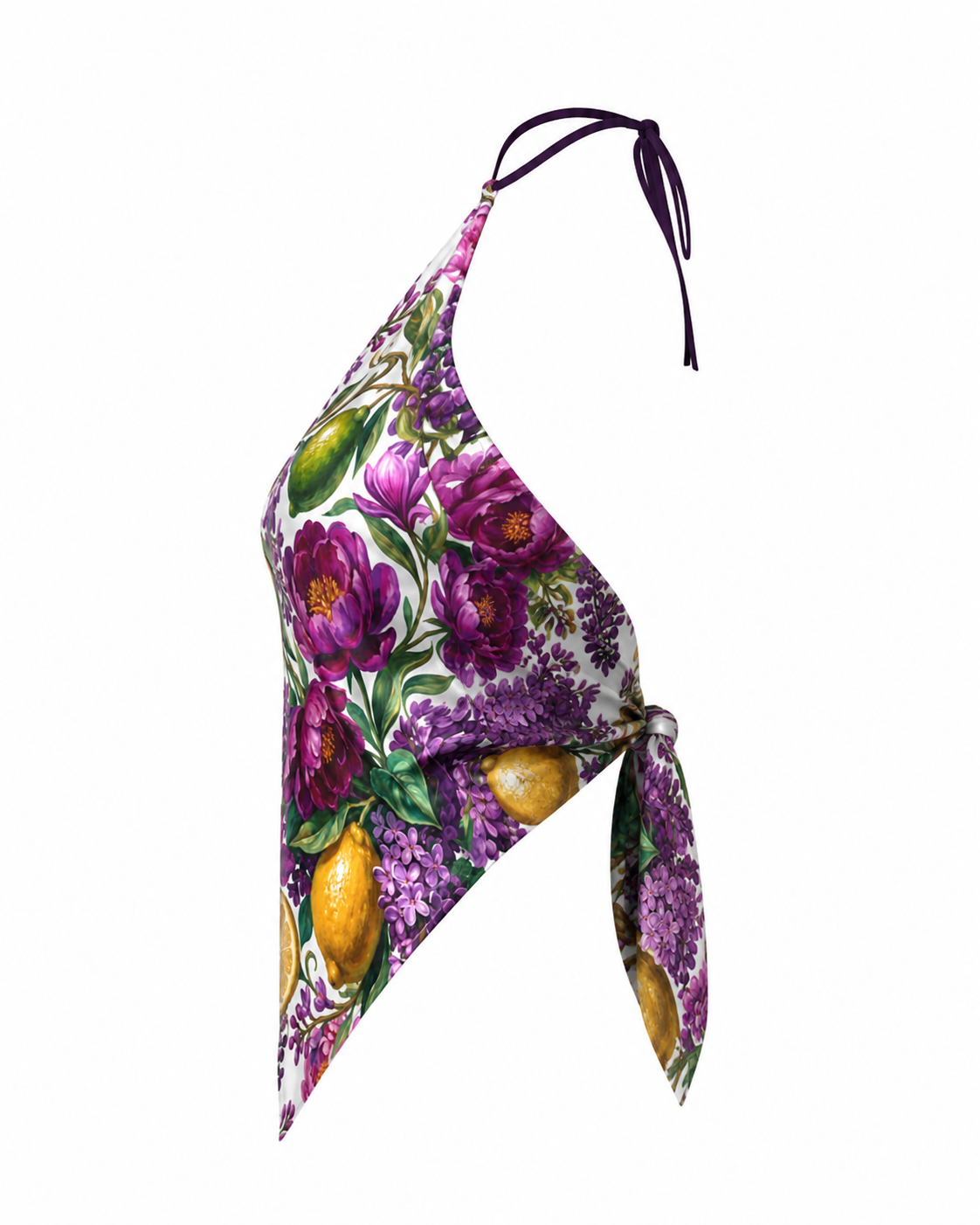 Midnight Botanica Silk Carré Halter Top