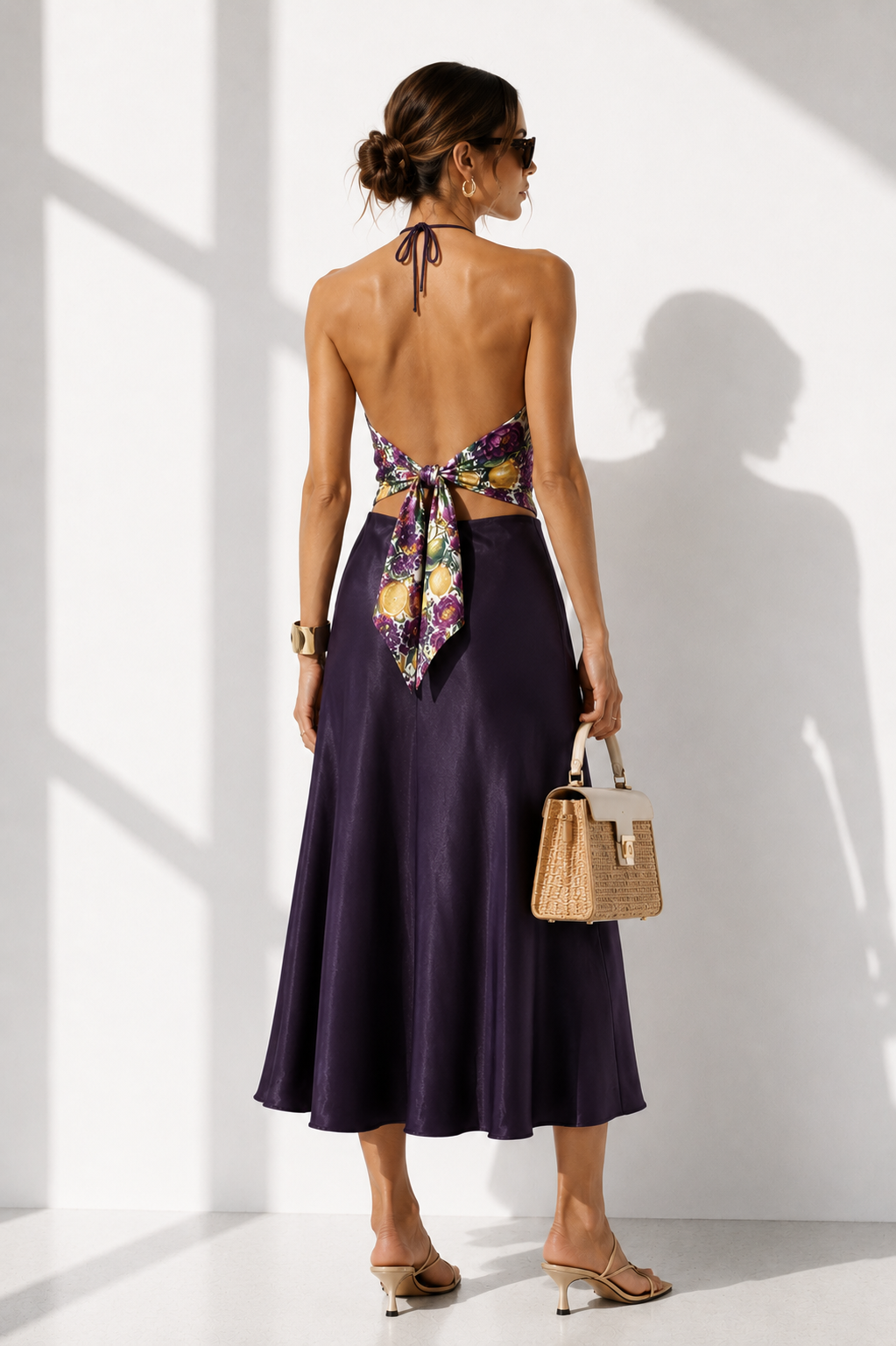 Midnight Botanica Silk Satin Set