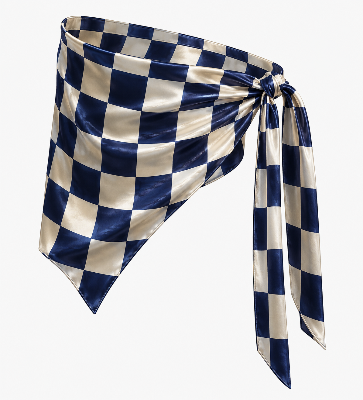 Indigo Check Silk Bandana Top