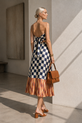 Indigo Check Silk Bandana Top