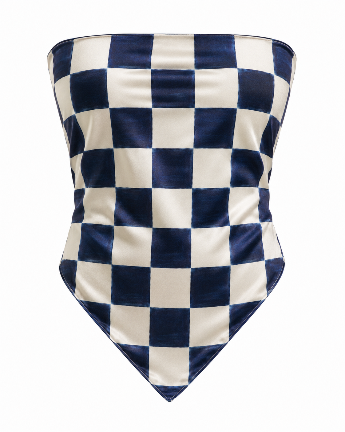 Indigo Check Silk Bandana Top