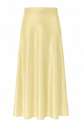 Butter Yellow Silk Satin Midi Skirt