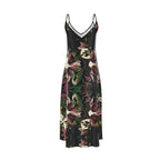Black Floral Silk Satin Maxi Slip Dress | Luxury Resortwear