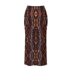 Snakeskin mesh Print Women's High Neck Skirt Set With Thumb Hole