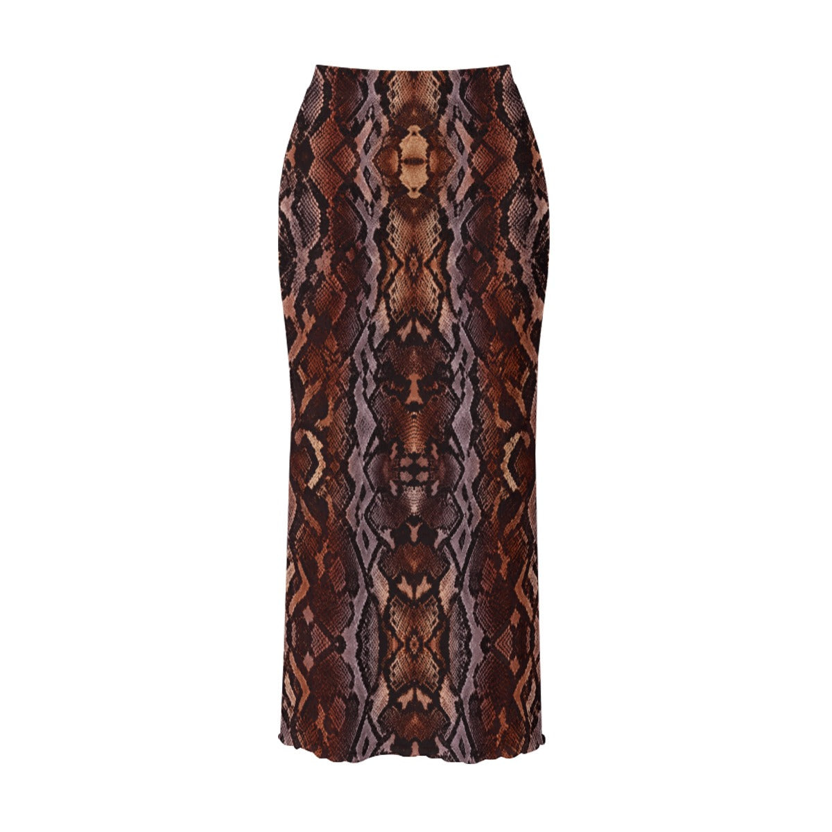 Snakeskin mesh Print Women's High Neck Skirt Set With Thumb Hole