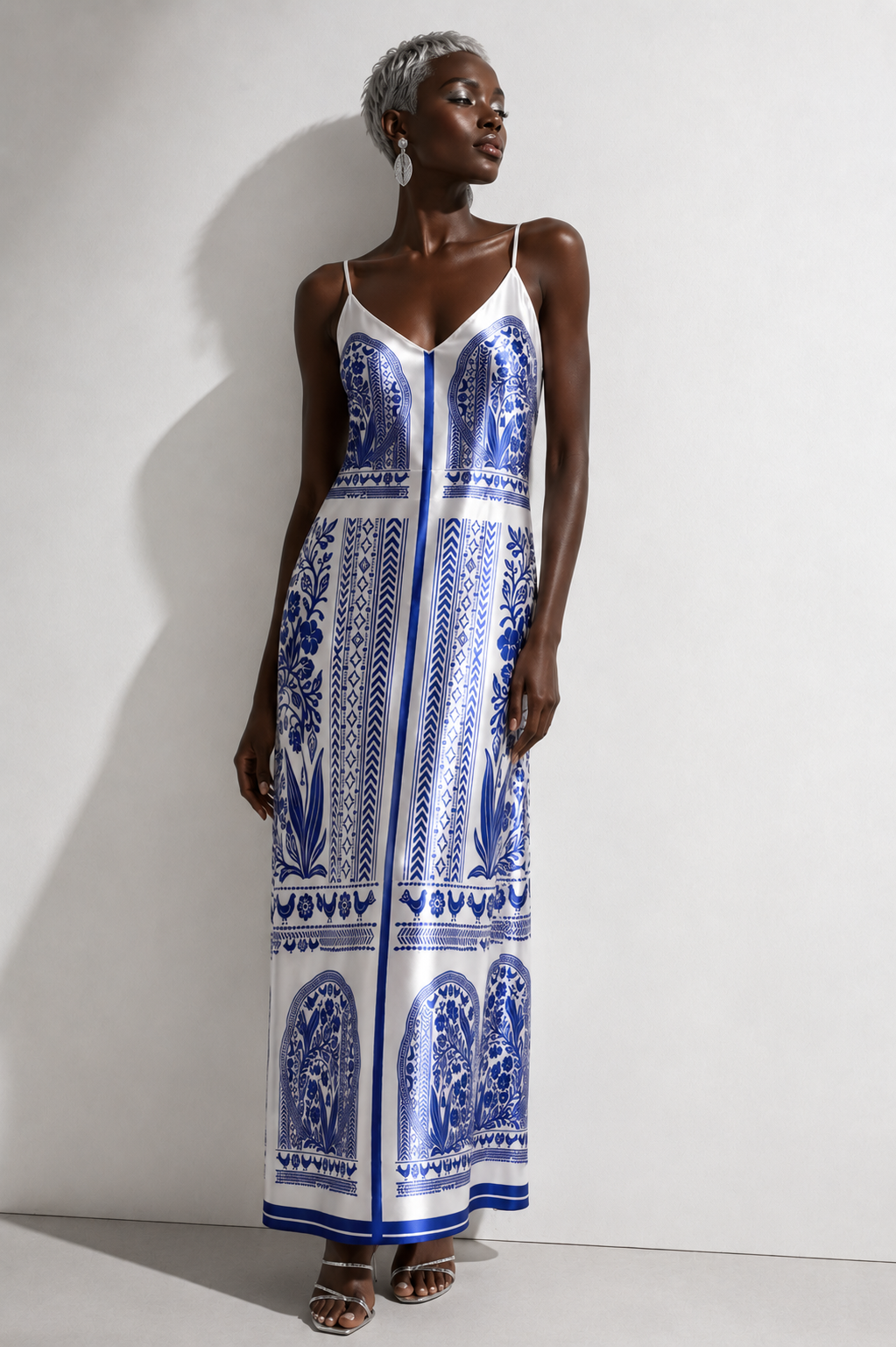 Azure Porcelain Silk Slip Dress