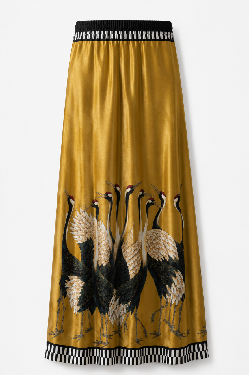 Crane Silk Maxi Skirt