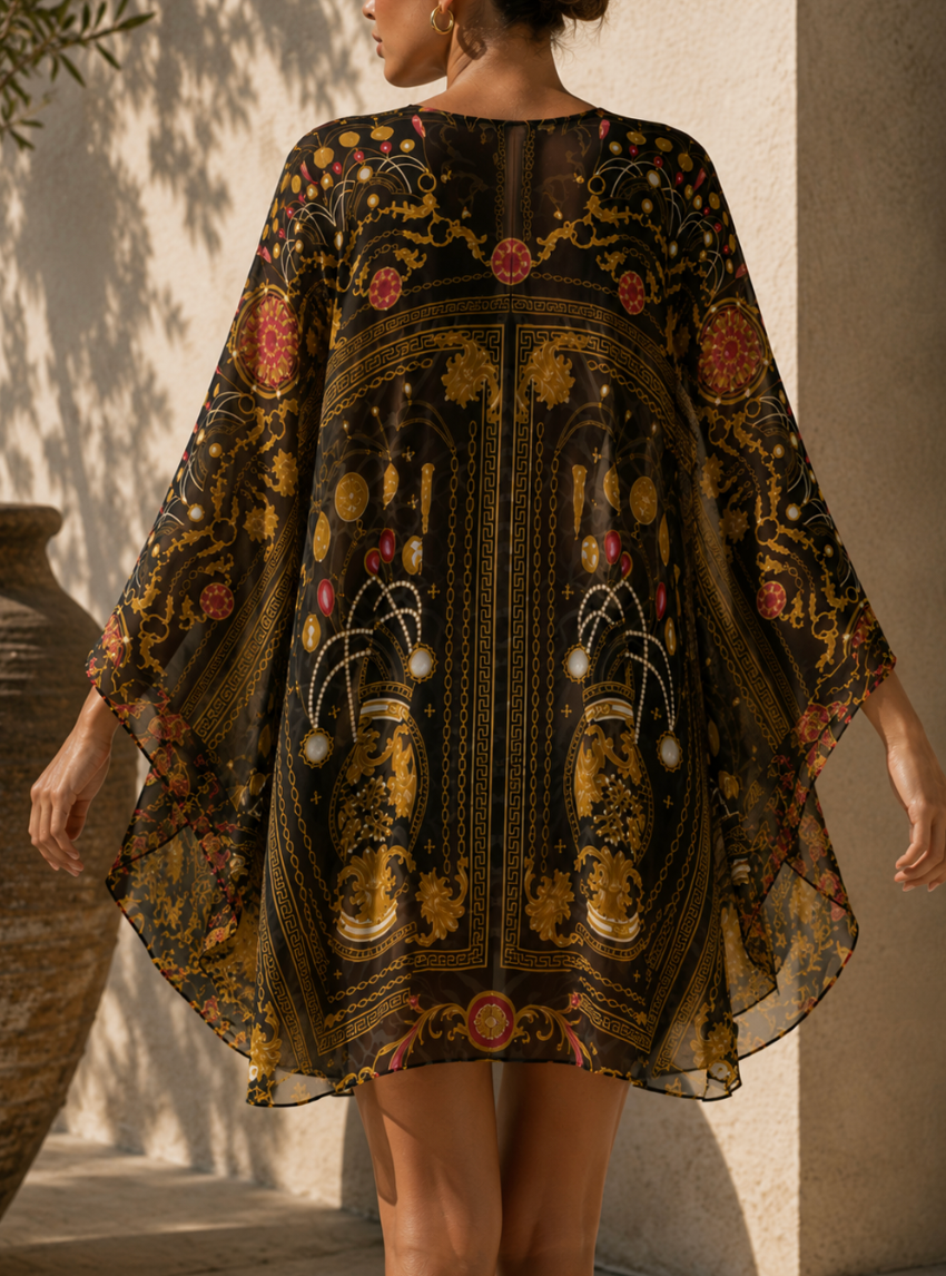 Midnight Opulence Silk Georgette Mini Kaftan
