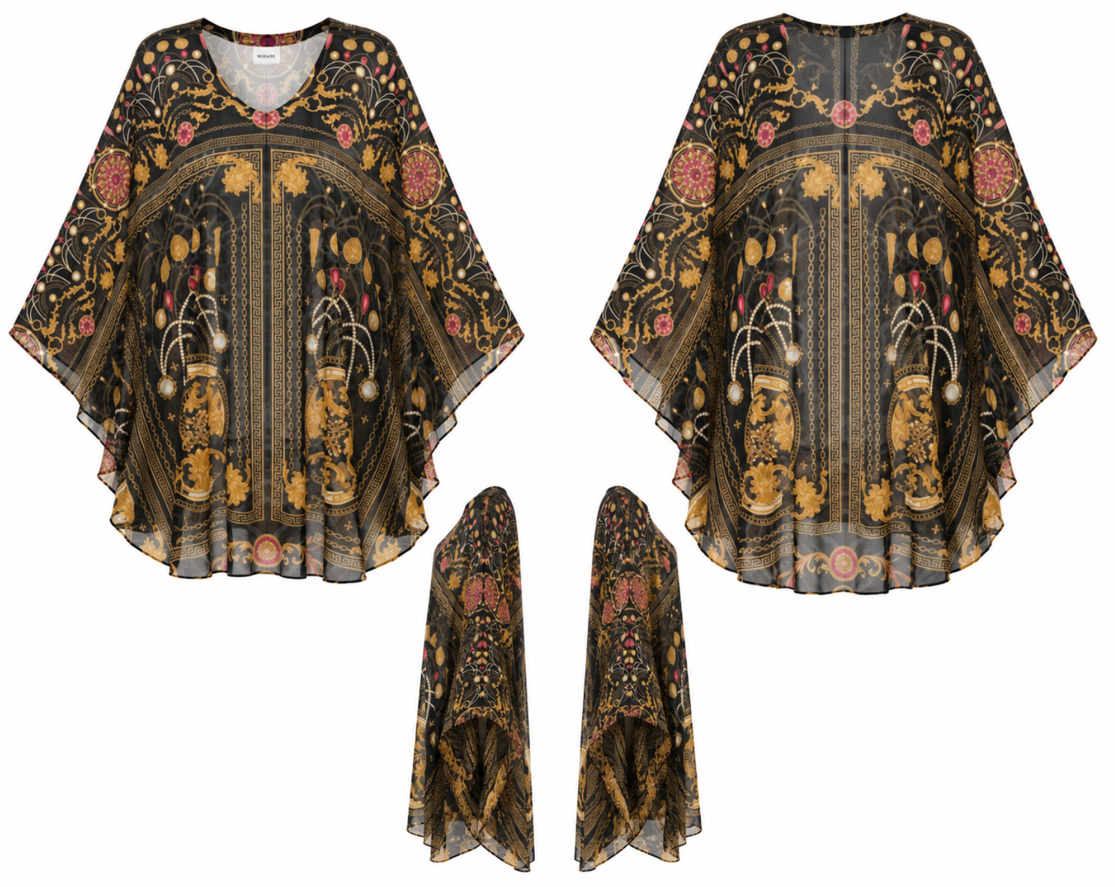 Midnight Opulence Silk Georgette Mini Kaftan