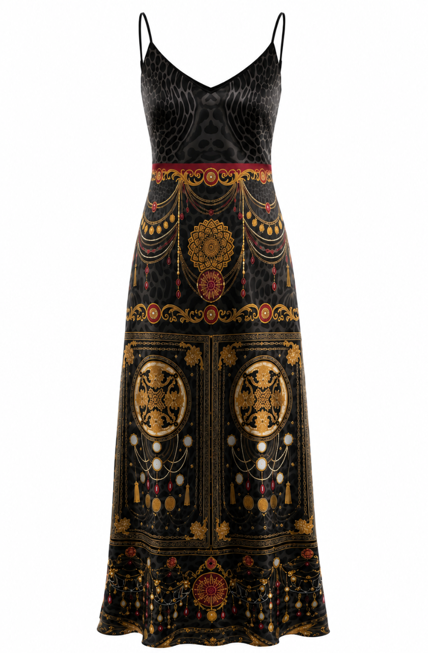 Midnight Opulence Silk Slip Dress