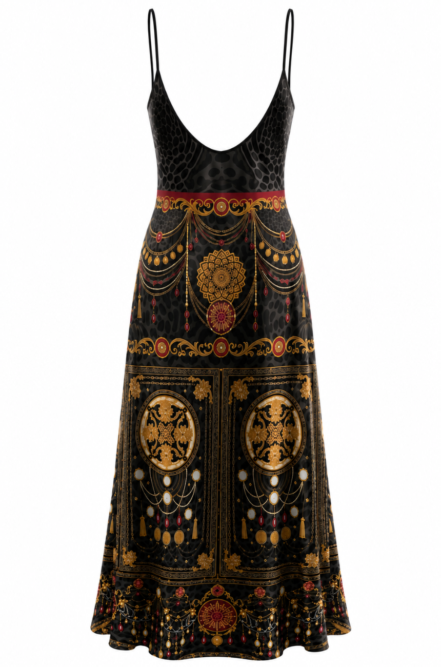 Midnight Opulence Silk Slip Dress