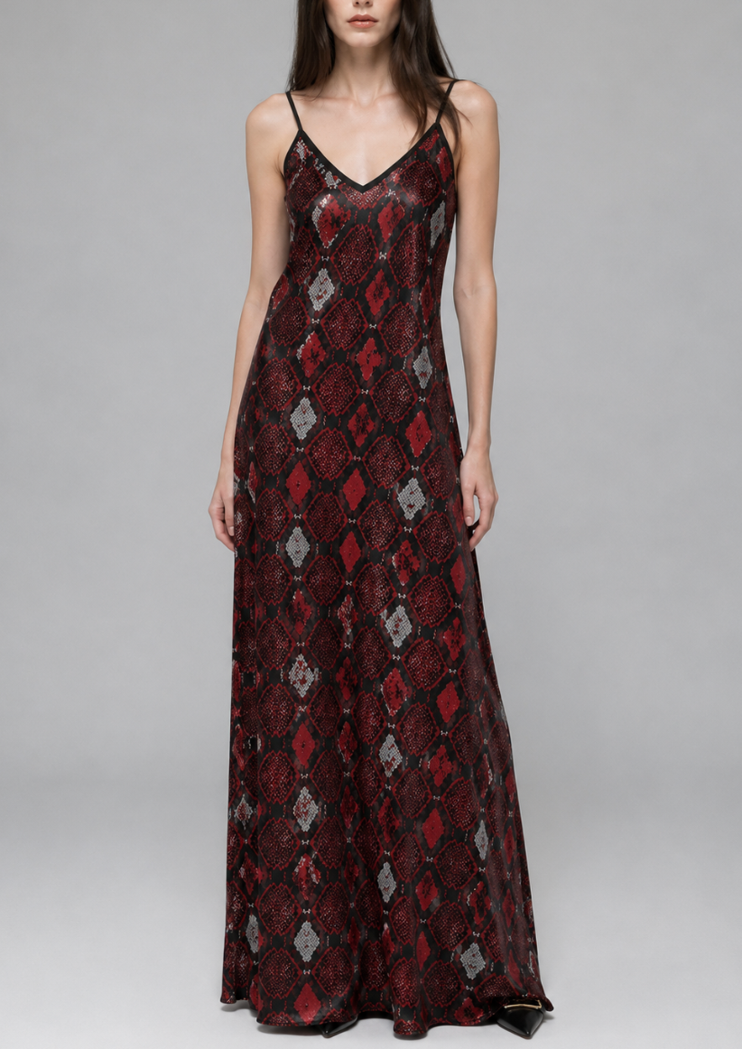 Crimson Viper Silk Slip Dress
