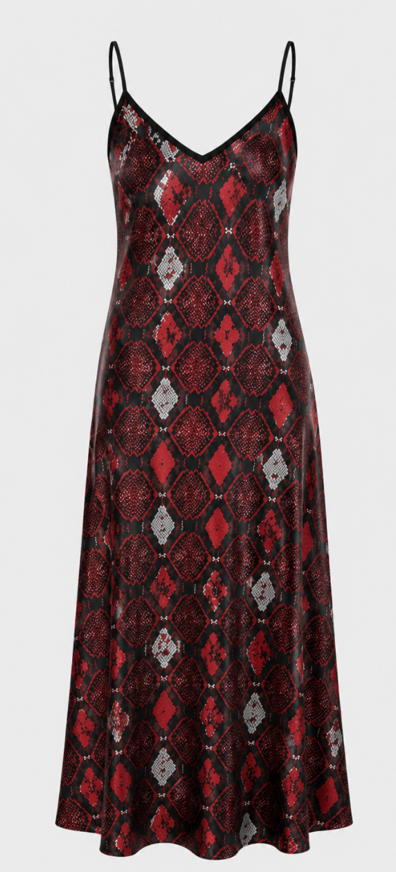 Crimson Viper Silk Slip Dress