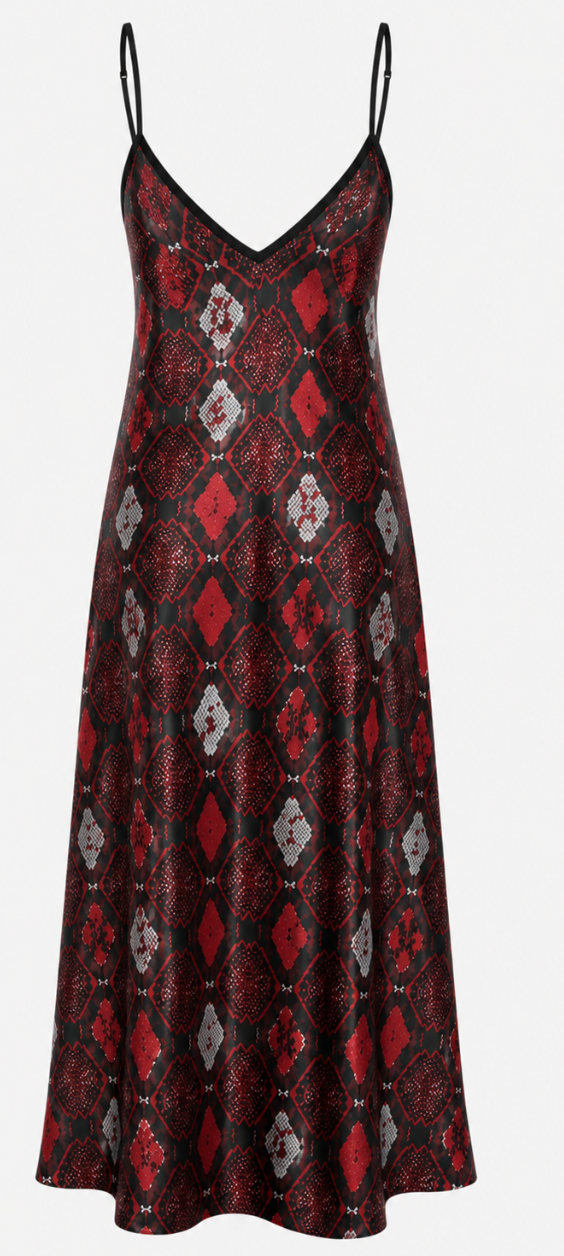 Crimson Viper Silk Slip Dress