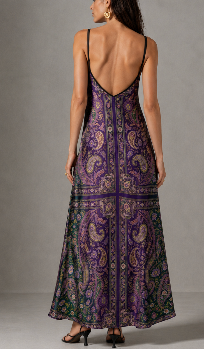 Imperial Paisley Silk Slip Dress