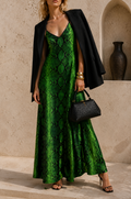 Emerald Python Silk Slip Dress