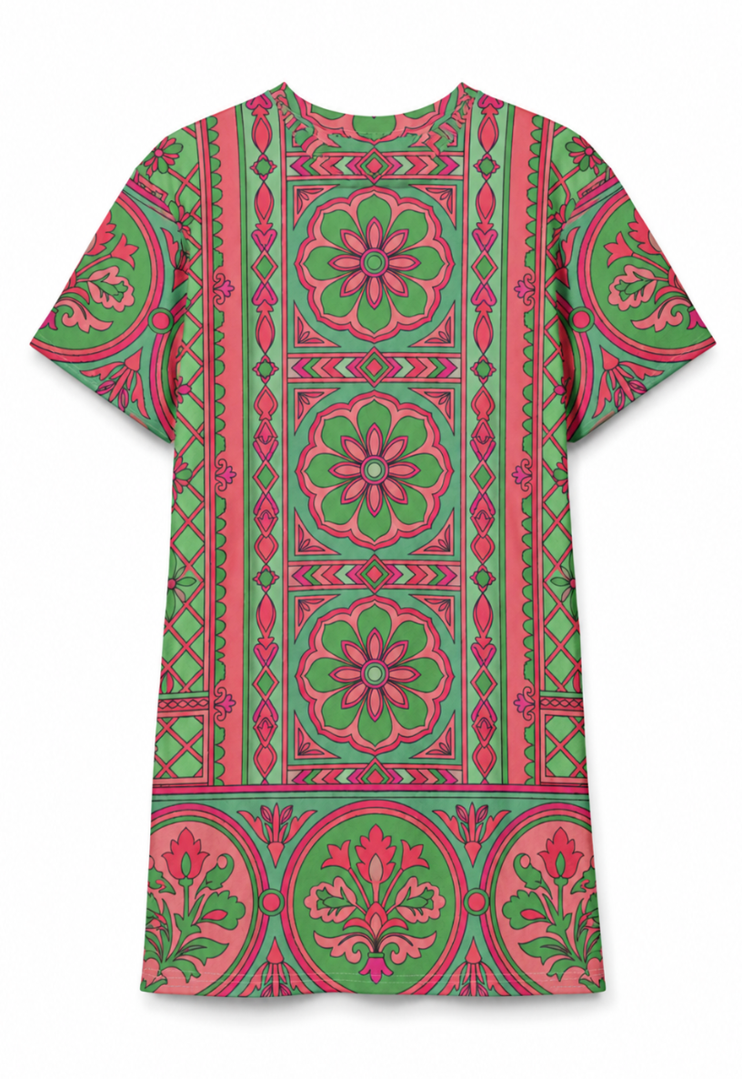 Mint Mosaic Cotton T-Shirt Dress