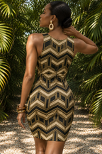 Black & Gold Geometric Mini Dress