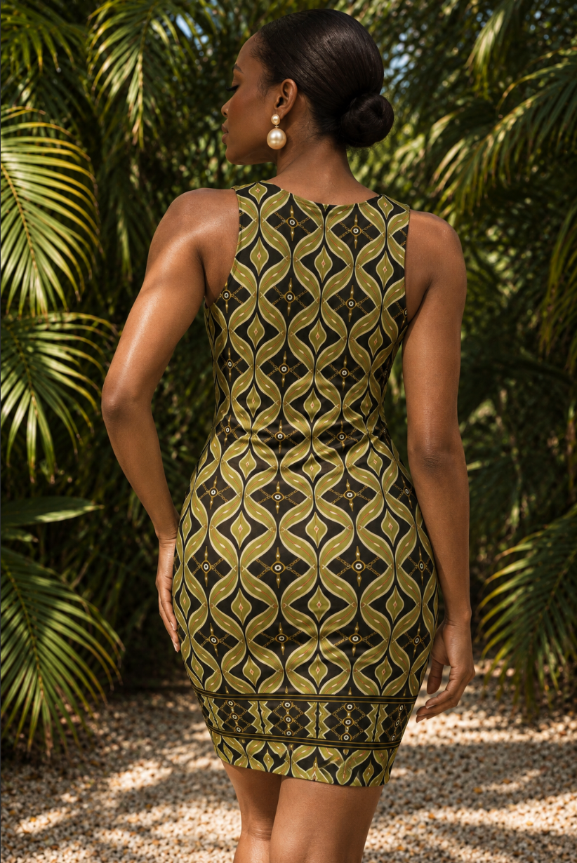 The Aurelia Geometric Bodycon Mini Dress