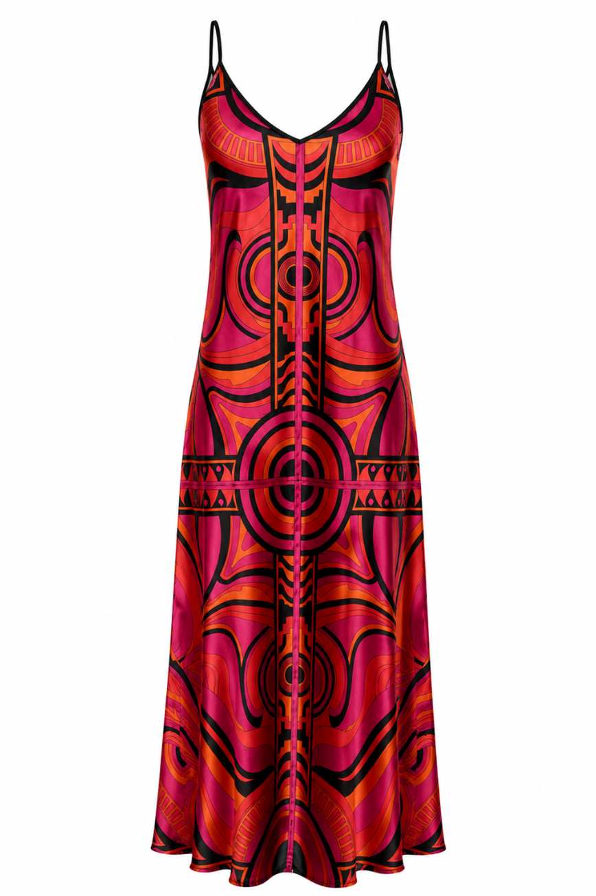 Electric Mirage Silk Slip Dress
