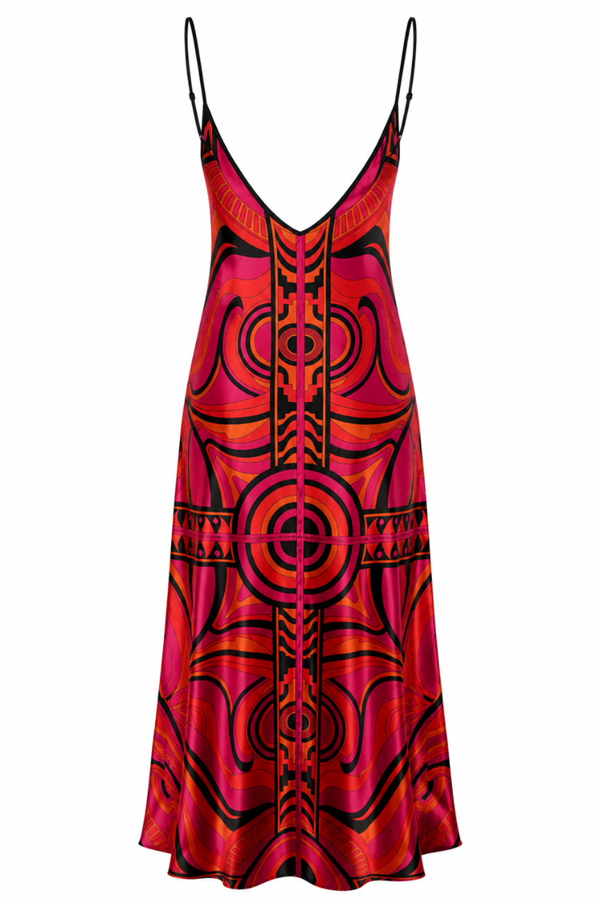Electric Mirage Silk Slip Dress