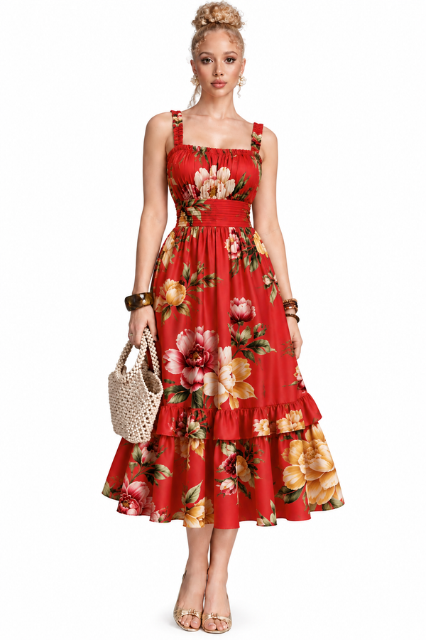 The Scarlet Garden Maxi Dress Women’s Ruffle Hem Dress