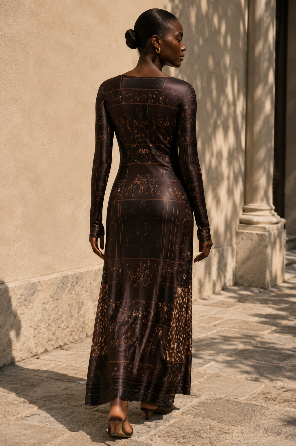 Bambi Maxi Dress – Midnight Woodland Silk Jersey