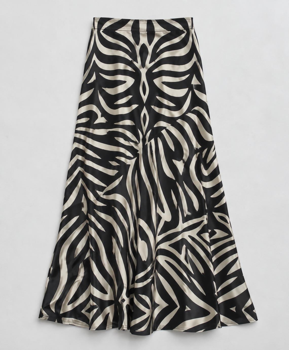 Suranu Black & Ivory Silk Satin A-Line Maxi Skirt